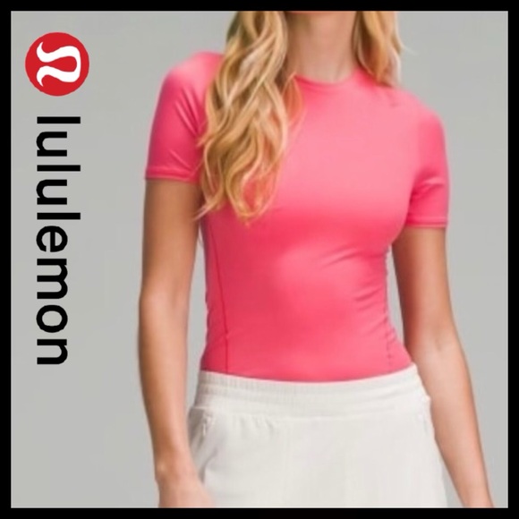 lululemon athletica Tops - Lululemon Wundermost Ultra-Soft Nulu Hip-Length Crewneck Shirt in Lipgloss